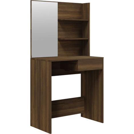 Coiffeuse design contemporaine avec miroir 74,5 x 40 x 141 cm marron