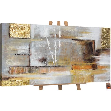 Handgemalte Gemälde auf Leinwand Goldene Abstraktion 100x50 cm