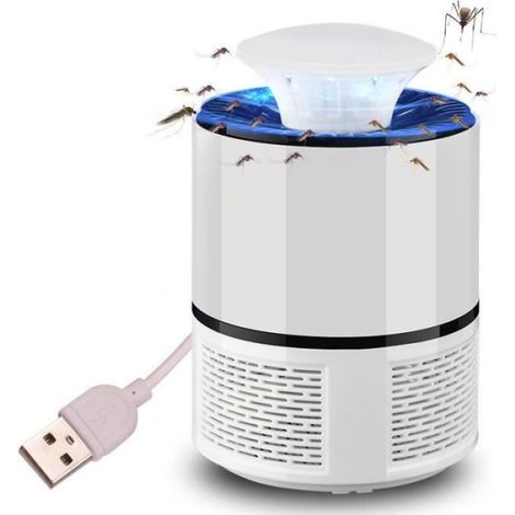 Lampe Anti-moustique - LED - 5 V - 5 W - Surface Couverture 20 à 40 M² - Blanc - 13,5 x 13,5 x 22 cm - 1 Pièce (1/4)