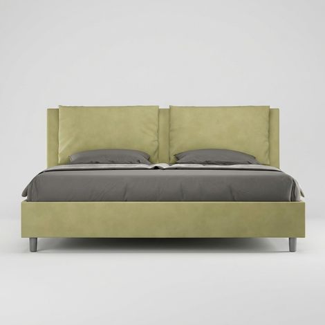 Cama matrimonial contenedor moderno Antea 200x200 Color: Verde oscuro - Versión: Con caja de almacenaje (1/5)