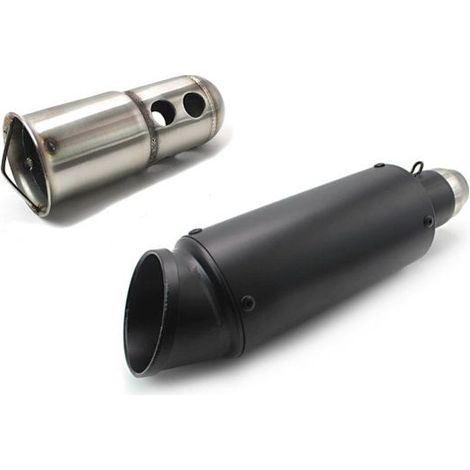 Pace Silencieux Motorrad Auspuff Inox Schwarz + DB-Killer für Auspuffanlagen mit Anschlussdurchmesser von 51 mm