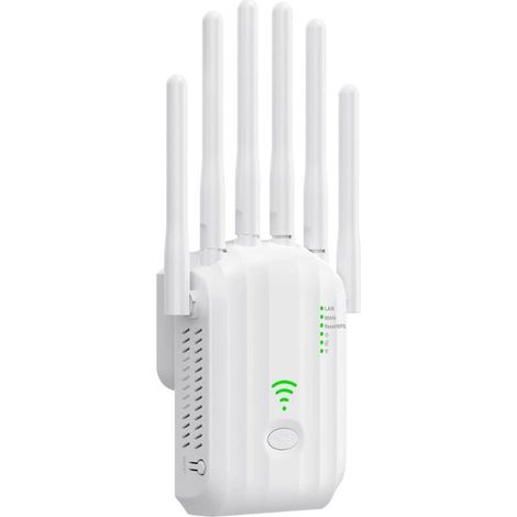 Répéteur WiFi Extérieur, Amplificateur WiFi Puissant avec 6 Antennes, Double Bande 2,4 GHz & 5 GHz, Port Ethernet Gigabit, Répéteur WiFi Puissant sans Fil, Compatible avec Toutes Les Box Internet (1/5)