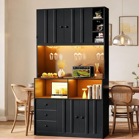 Buffet coloris noir en MDF 100 x 40 x 180 cm (1/5)