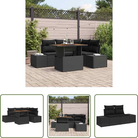 vidaXL Canapé modulaire - Ensemble de canapé de jardin 5 pcs Noir Poly rotin (1/5)