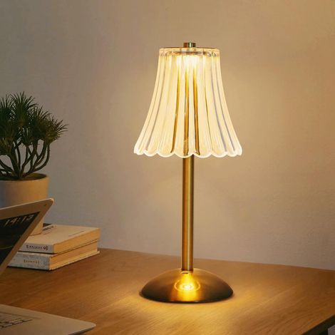 Lampe de Table Sans Fil LED, Lampe de Chevet LED Tactile Dimmable, 3 Couleurs Lampe Cristal avec USB Ports de Charge USB-A+C, Lampe de Table pour Chambre Salon Restaurant Hôtel [Classe énergétique F] (1/5)