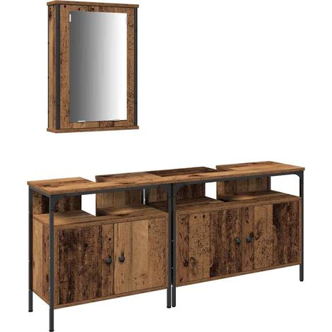 Maison Exclusive - Badezimmer Waschbeckenmöbel mit Regal 3 pcs Br