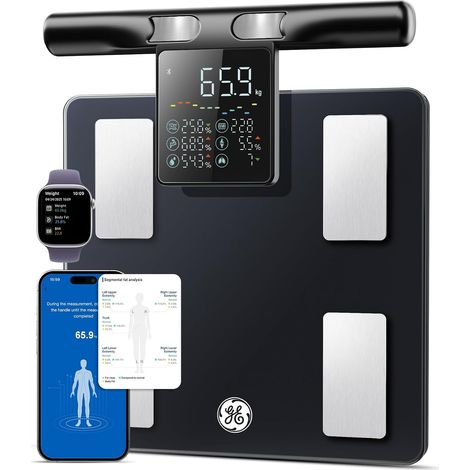 Balance Connectée Impedancemetre Smart, 50 Mesures Affichées 180 kg  8 Electrodes Balance Masse Graisseuse et Musculaire IMC (1/5)
