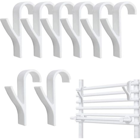 Lot de 8 Crochet pour Radiateurs, Porte serviette salle de bain, Radiateur Sèche-serviettes, crochet porte serviette pour radiateur, crochet seche serviette (Blanc) (1/5)