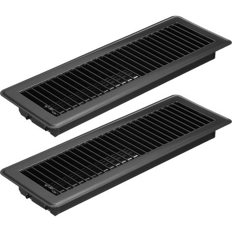 14 X 4 Pouces Grille de Sol, 2Pcs Couverture de Ventilation en Acier Robuste Réglable Décorative Facile à Ajuster pour Grilles de Sol pour Maison Bureau, Noir (1/5)