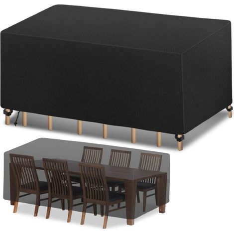 Garden Furniture Cover, 420D Furniture Cover, Outdoor Table Cover, Waterproof Oxford Fabric Protective Cover, Windproof, Anti-UV (270x180x89cm)