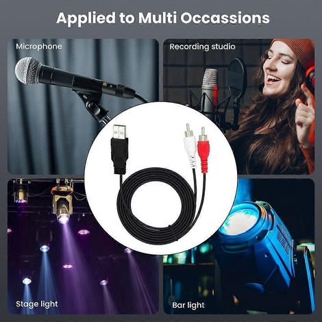 Adaptateur USB 2.0 mâle vers 2 RCA mâles pour son et vidéo, convertisseur auxiliaire pour TV/PC (1/4)