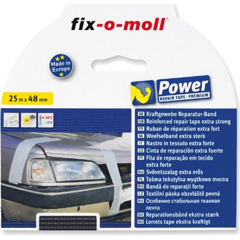 FIX-0-MOLL - 25mt x 48mm - NASTRO ADESIVO IN TESSUTO EXTRA FORTE PER RIPARAZIONI - COLORE NERO