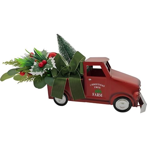 Furgoncino di Babbo Natale Rosso Camion camioncino porta doni giocattoli metallo vintage cm 46 decorazioni casa centrotavola idea regalo ornamento sotto l'albero in latta