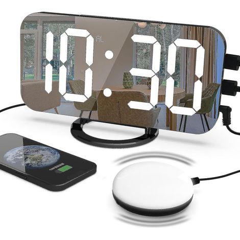 Leistungsstarker Wecker mit Vibrationsfunktion für Tiefschläfer, doppelter Vibrationswecker mit USB-Ladegerät für Gehörlose oder Schwerhörige.