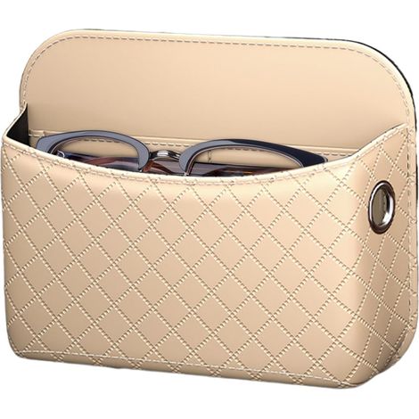 Organiseur de compartiment latéral de voiture - 17,5 cm - Boîte de rangement autocollante - En cuir synthétique de qualité supérieure - Pour porte, tableau de bord, console centrale - Espace de (1/5)