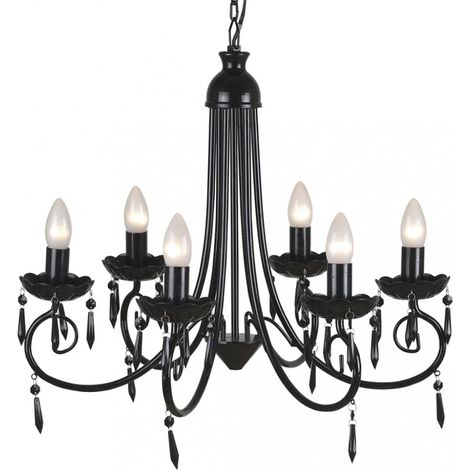 Pendant Ceiling Lamp Elegant Chandelier Black 6 Bulb Sockets (1/5)