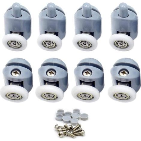 Fixation de porte et paroi de douche Roulettes pour Porte de Douche 8 pièces Galets de porte de douche Roulette Porte Coulissante Douche Roulettes Cabine de Douche pour Porte Douche Salle de Bain 23mm (1/5)