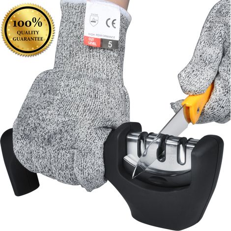 Aiguisoir De Couteau 3 Étapes En Abs Base Antidérapante Pour Cuisine Couteaux À Bord Droit Lot De 1 (1/2)