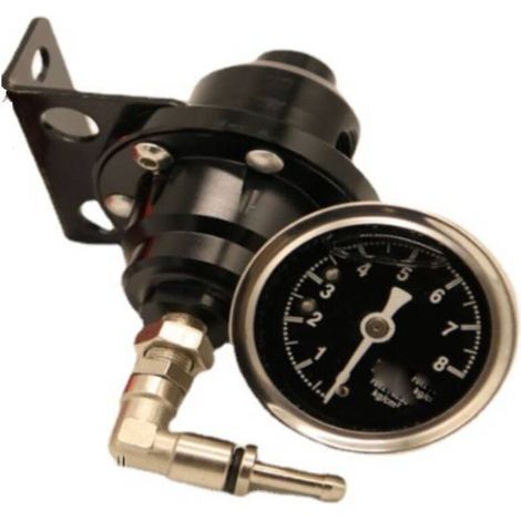 Régulateur de pression de carburant réglable en alliage d'aluminium, régulateur de pression de carburant réglable pour automobile, avec manomètre (noir)