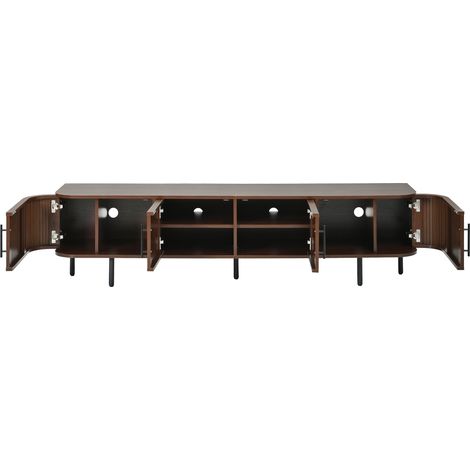 Mueble TV con frentes trenzados, MDF, 4 puertas, nogal, 180 x 40 x 45 cm (1/5)