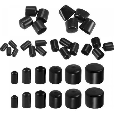 Rond Extrémité Bouchons Caoutchouc Couvercle 68Pcs 7mm 10mm 12mm 20mm 22mm 38mm Noir Vis Protecteur pour Vis Boulon Tuyau (1/5)