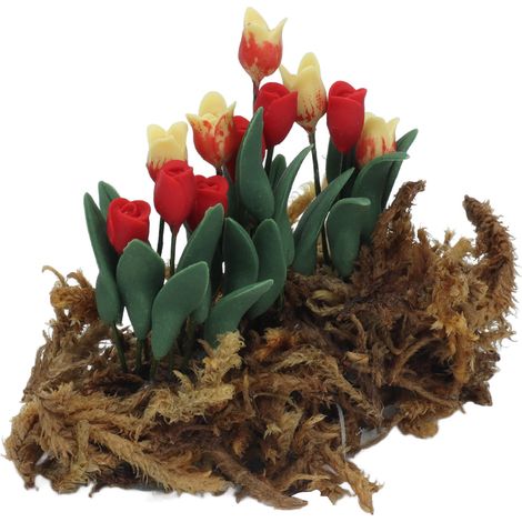 Décoration miniature de jardin avec pelouse en mousse et fleurs pour maison de poupée à l'échelle 1:12 (à faire soi-même). (1/5)