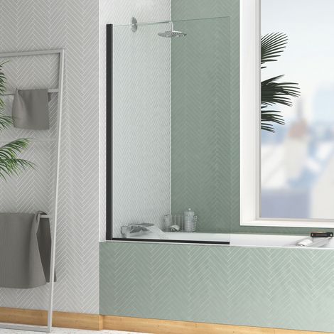 Mampara de bañera 80x140cm - Perfil acabado Negro Mate - ELEMENTARY