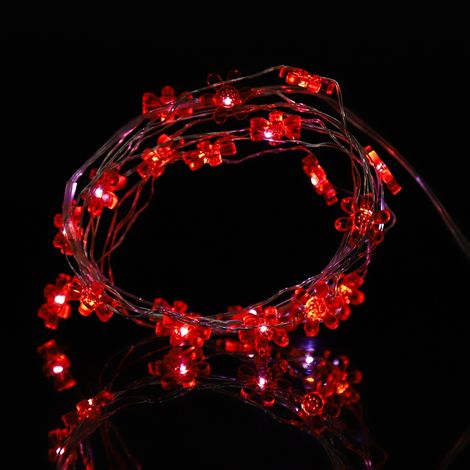 Guirlande lumineuse féérique de 2 m avec 20 LED en fil de cuivre, alimentée par piles, pour décoration de Noël et de mariage (blanc froid) (1/5)
