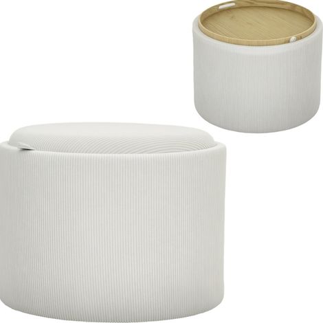Pouf rotondo contenitore 56 x 56 x 42 cm bianco crema (1/5)