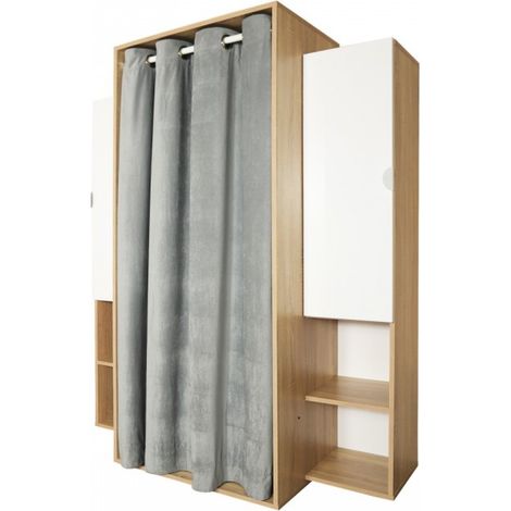 Armoire en chêne avec portes et cintre pour cabine ou chambre (1/5)