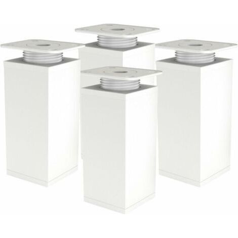 Pied de Meuble - Pied Reglable Pied Canapé - Pied Reglable pour Meuble - Lot de 4 - Angulaire 40x40mm - Pièces de Rechange en Métal - Accessoires de Montage Inclus - 80mm Blanc (1/4)