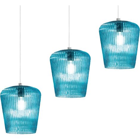 Sospensione vetro blu gea luce numa br3 e27 led lampada soffitto decentramento classica