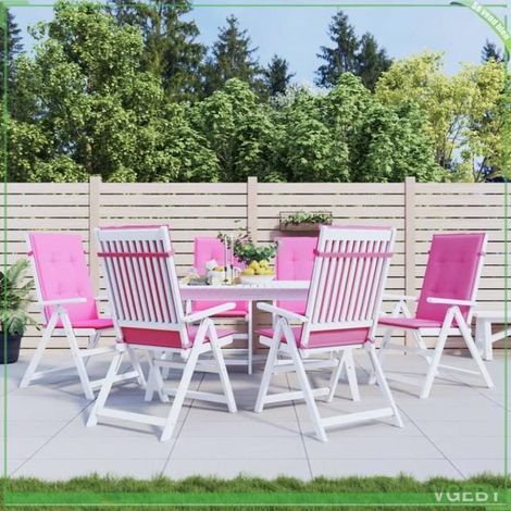 361270 Coussins de chaise à dossier haut lot de 6 rose tissu (1/5)