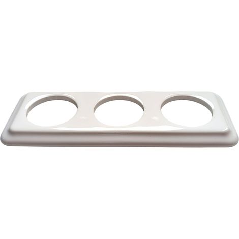 Marco Triple Cuadrado de Empotrar en Porcelana Blanca – Para 3 Mecanismos (1/2)