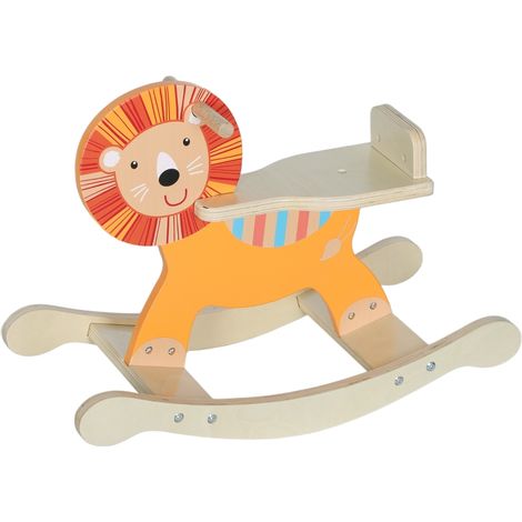 Cheval à bascule avec design de, en bois, charge max 25 kg, orange, pour maison et usage quotidien, 2-5 ans, format pratique
