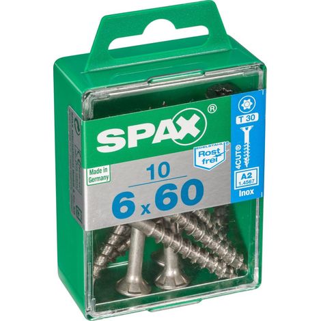 Juego de 10 tornillos SPAX de acero inoxidable con cabeza avellanada torx, Diam.6 mm x L.60 mm SPAX (1/4)
