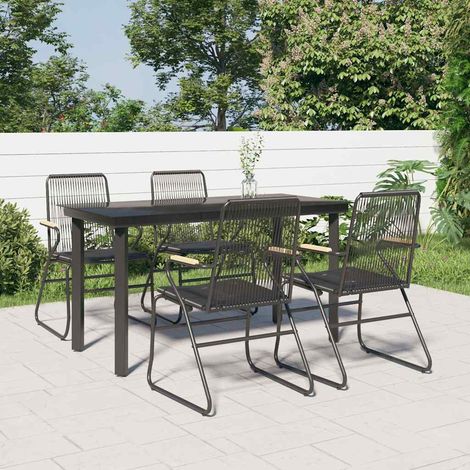 vidaXL Juego de comedor de jardín 5 piezas ratán PVC negro (1/5)