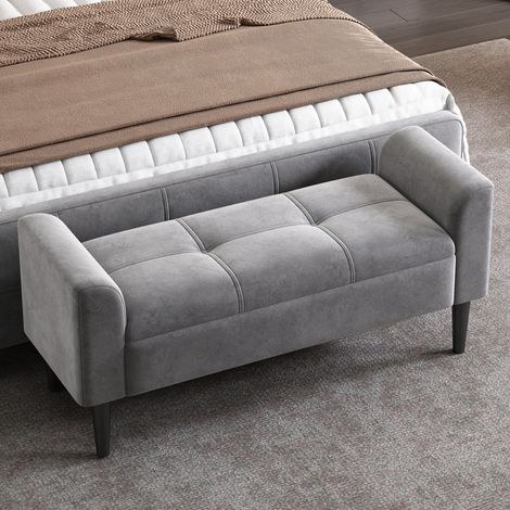 seduta imbottita 116 cm con braccioli elegante grigia OKMYHOME (1/5)