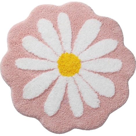 Tapis de bain en polyester, 40 x 40 cm, rose, motif fleurs, antidérapant et lavable, idéal pour la salle de bain, la douche et la baignoire (1/5)