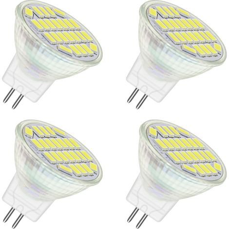 MR11 GU4 12V LED 4W Blanc Froid 6000K, 400LM, 120° 35mm MR11 35W Halogène Équivalent, AC DC 24V 12V Spot LED Encastrable GU4 pour Meuble Cuisine Camper, non-dimmable, lot de 4 (1/5)