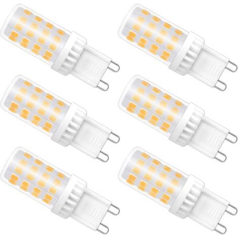 Ampoule LED G9 à intensité variable, 4 W équivalent à 40 W halogène, 480 lm, blanc chaud 3000 K, culot G9 standard, angle de rotation de 360°, lot de 6 (1/5)