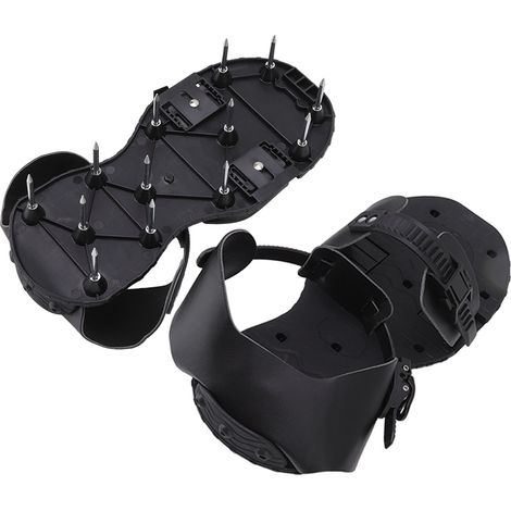 1 Paire de Sandales à Pointes Aérateur de Gazon en PU pour Jardin et Pelouse - Noir