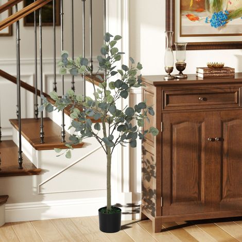 Planta Artificial Decorativa de 120 cm Eucaliptus Sintético con 230 Hojas en Maceta para Interior Verde (1/5)
