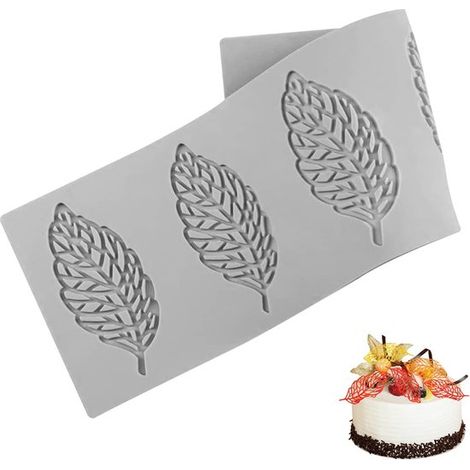 Moule en silicone pour décoration de gâteau, motif feuille, moule à dentelle pour chocolat et fondant, 5 feuilles, réutilisable (1/5)