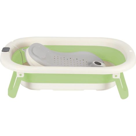 Baignoire Bébé Pliable, Baignoire Enfant Sur Pied, Avec Siege De Bain Pour Bebe, 43x71x18.5cm, vert (1/5)