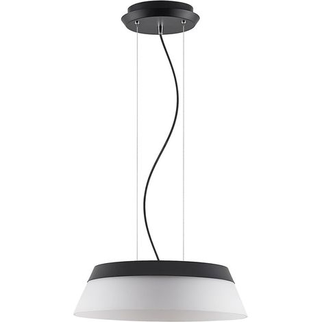 [GEBRAUCHT] B-Ware Lucande Pendelleuchte Hängeleuchte LED Schwarz Opalweiß Eisen Glas Kunststoff (1/2)