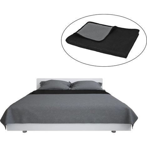 Couvre-lit à double face matelassé 230 x 260 cm Gris et noir CFW926796 (1/5)