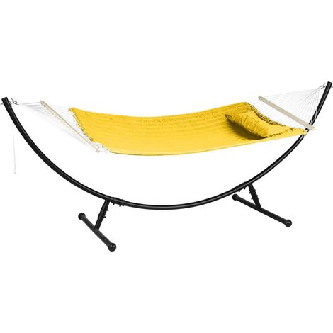 Gepolsterte Hängematte Akio in Senfgelb - 190 x 140 cm - Polyester, FSC®