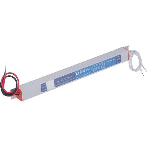 Alimentation LED 24V 20W pour caissons lumineux, boîtier aluminium extra-plat, entrée secteur 180-250VAC, tension constante, profilé long miniature. (1/5)