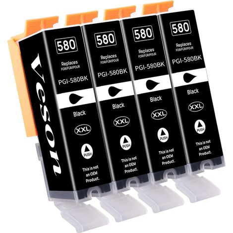 Cartouches d'encre PGI-580 XXL Compatible avec Canon 580XXL Noir Multipack pour Canon Pixma TR8550 TR8500 TS9551C TS9551 TS9550 TS8350 TS8251 TS8150 TR7550 TS6150 TS6350 TS6250 TS6151 TS705, 4 PGBK (1/5)